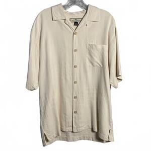 Tommy Bahama 100% Silk Button Down Short Sleeve "Dry & Mighty" Martini Shirt M